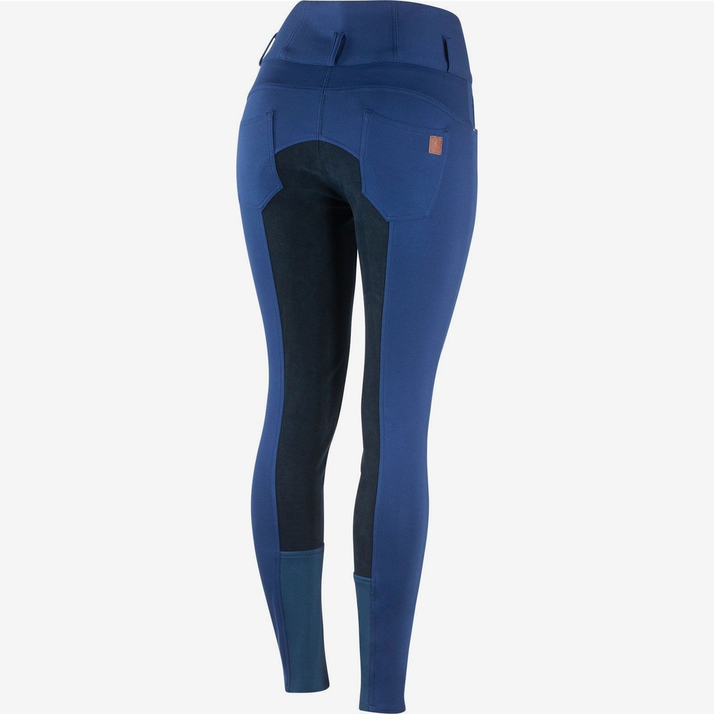 Horze Tara Damen Reithose mit Ledervollbesatz und hohem Bund, blau