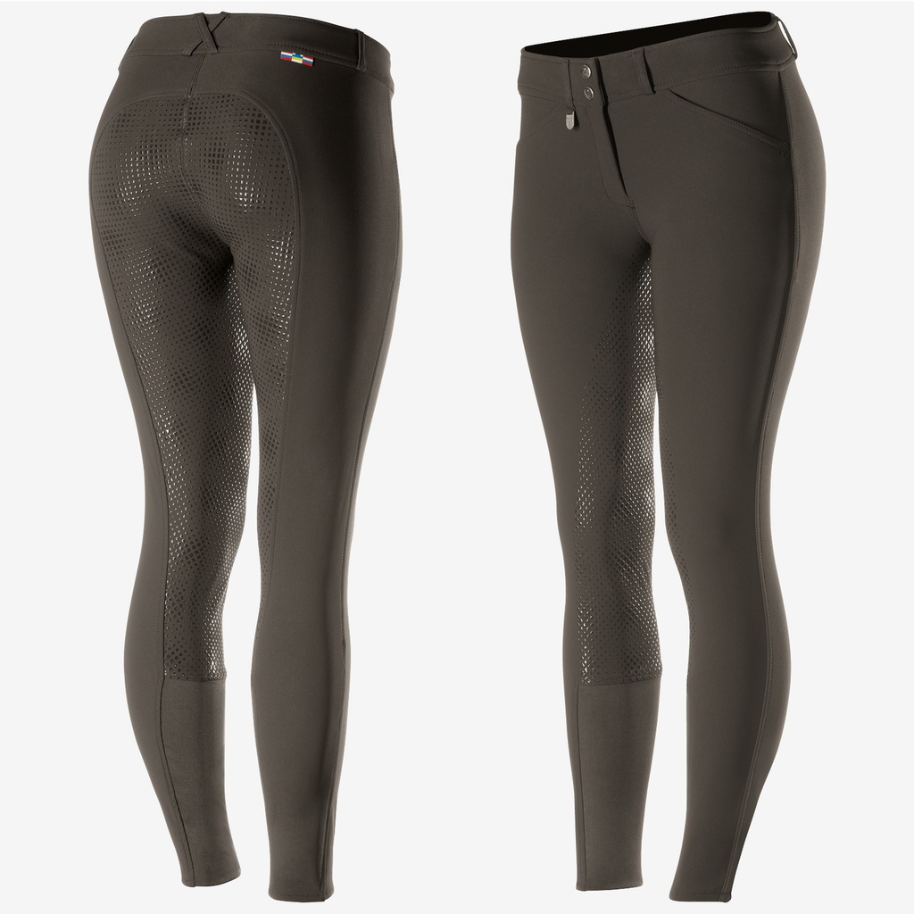 Horze Grand Prix Damen Vollbesatzreithose mit Silikon-Grip, dunkelbraun