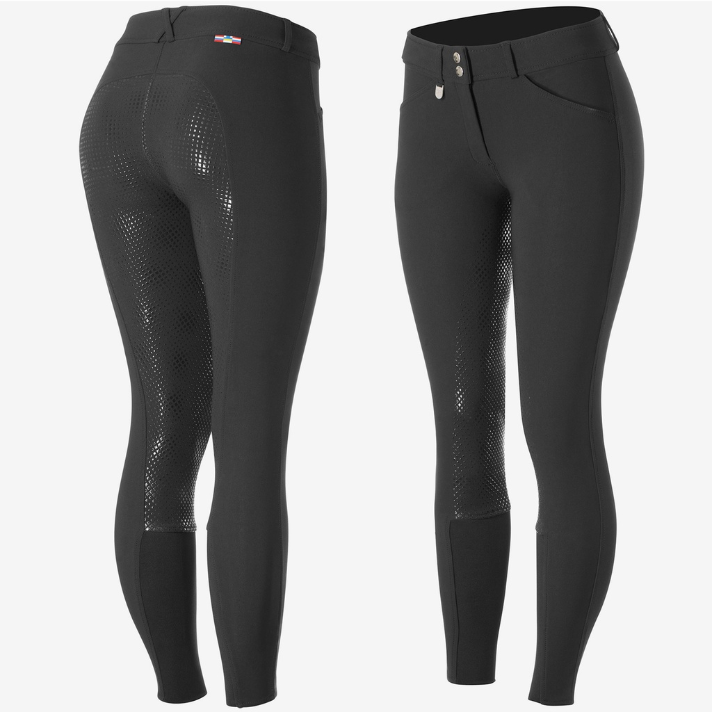 Horze Grand Prix Damen Vollbesatzreithose mit Silikon-Grip, schwarz