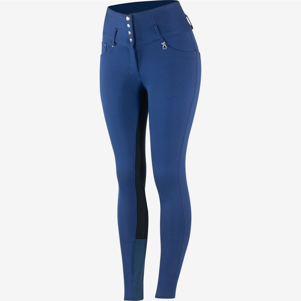 Horze Tara Damen Reithose mit Ledervollbesatz und hohem Bund, blau