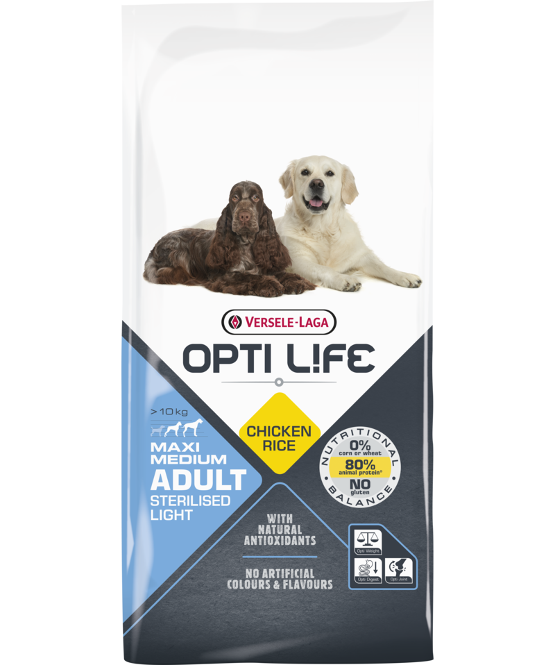 Opti Life Adult Sterilised/Light Medium &amp; Maxi, 12,5kg