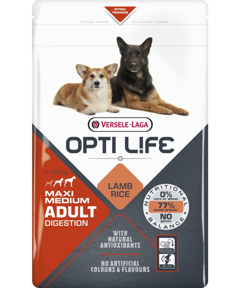 Opti Life Adult Digestion Medium &amp; Maxi, 12,5kg
